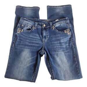 Shyanne Bootcut Denim Jeans Embroidered Pockets Thick Stitch Size Women's 30 Reg